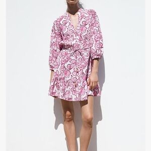 Zara Floral Pink and White Dress